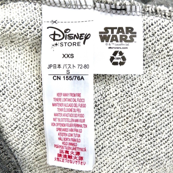Disney Store Star Wars Pullover Sweatshirt Sparkly Logo Gray SZ XXS - Picture 6 of 6